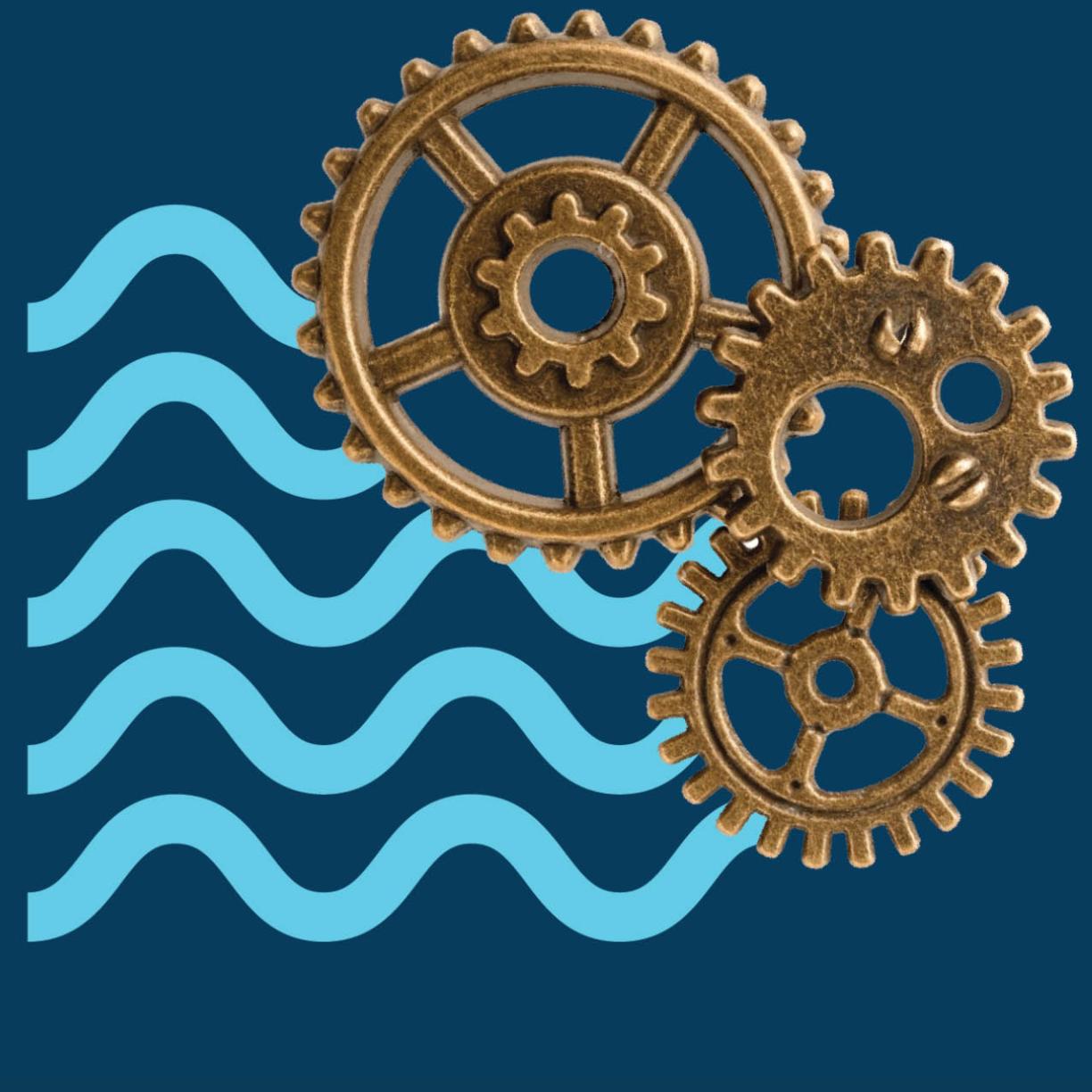 Gears and wave symbol