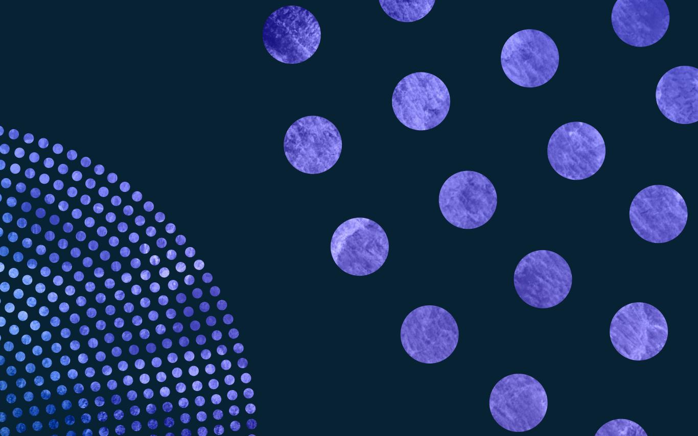 Seed and circle pattern in textured purple shades over dark blue